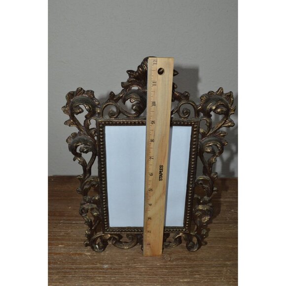 Vintage Metal Ornate Picture Frame Heavy Hollywood Regency Easel Gold Tone READ - Picture 5 of 11